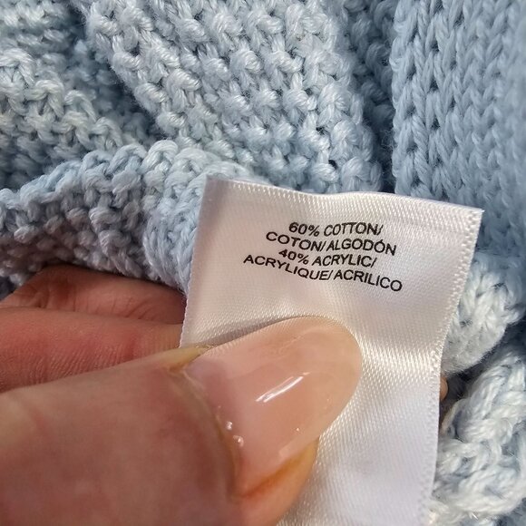 Lucky Brand Women's all Cotton V Neck Pale Blue Sweater size XL - Picture 4 of 9